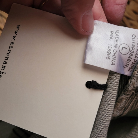 Aaron and Amber Gray Grommet Waist Denim Barrel Pants. Crop Wide Leg. - Picture 3 of 8